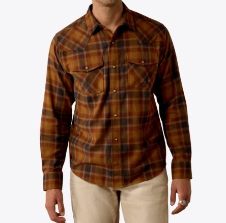 MNS Retro Hynes Fitted Snap Shirt RUBBER PLAID 10079703 - Double C Western SupplyAriat