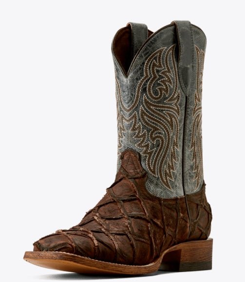 MNS Riverside Wide Square Toe Cowboy Boot CHOCOLATE BASS PRINT 10080345 - Double C Western SupplyAriat