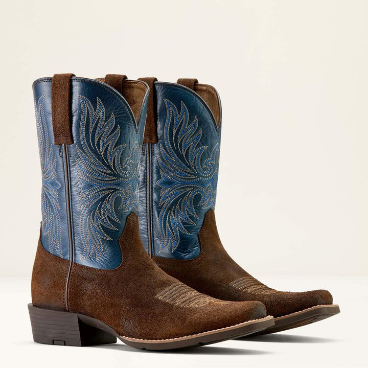 MNS Sport Narrow Cutter Toe Cowboy Boot AGED SMOKEHOUSE ROUGHOUT 10063819 - Double C Western SupplyAriat