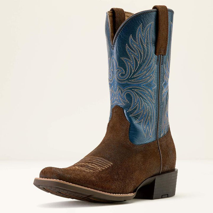 MNS Sport Narrow Cutter Toe Cowboy Boot AGED SMOKEHOUSE ROUGHOUT 10063819 - Double C Western SupplyAriat
