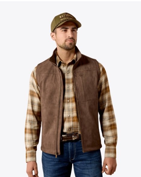 MNS Vernon Softshell Vest WREN FAUX LEATHER PRINT 10079403 - Double C Western SupplyAriat