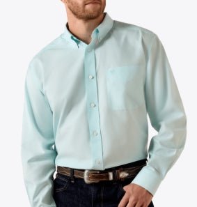 MNS Wrinkle Free Solid Pinpoint Oxford Classic Fit Shirt ANGEL BLUE 10071537 - Double C Western SupplyAriat