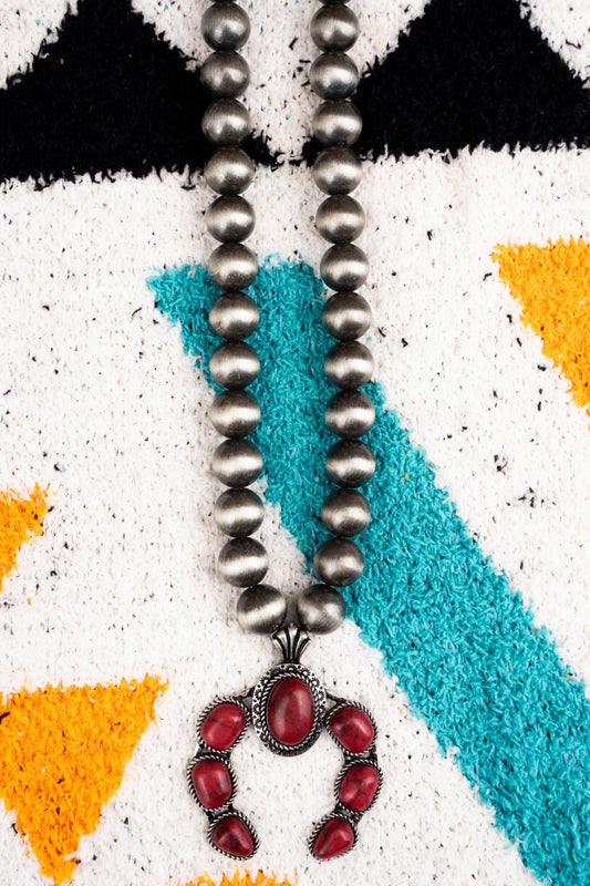 C-ON2421-SBRED RED SHIREBROOK NAVAJO INSPIRED PEARL NECKLACE Double C Western Supply