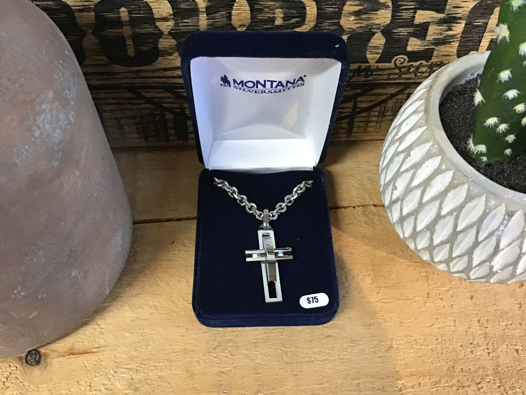 Montana Silversmith Modern Art Cross Necklace - NC3579 - Double C Western SupplyMontana Silversmiths