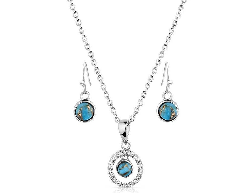 Montana Silversmiths Jewelry Set Womens Clear Creek Turq 19" JS5959 - Double C Western SupplyMontana Silversmiths