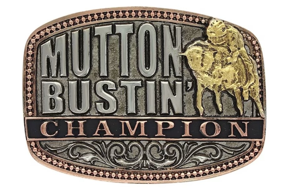 Montana Silversmiths Little Mutton Bustin’ Champion Attitude Belt Buckle A516T - Double C Western SupplyMontana Silversmiths