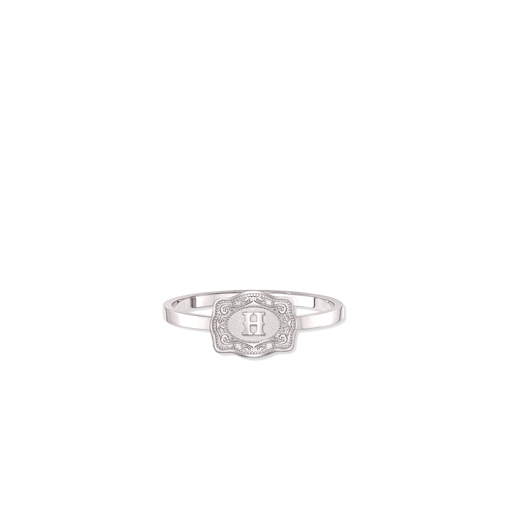 NEW SpurWest Ultra Mini Belt Buckle Ring (Initial) - Silver - Double C Western SupplySpurWest