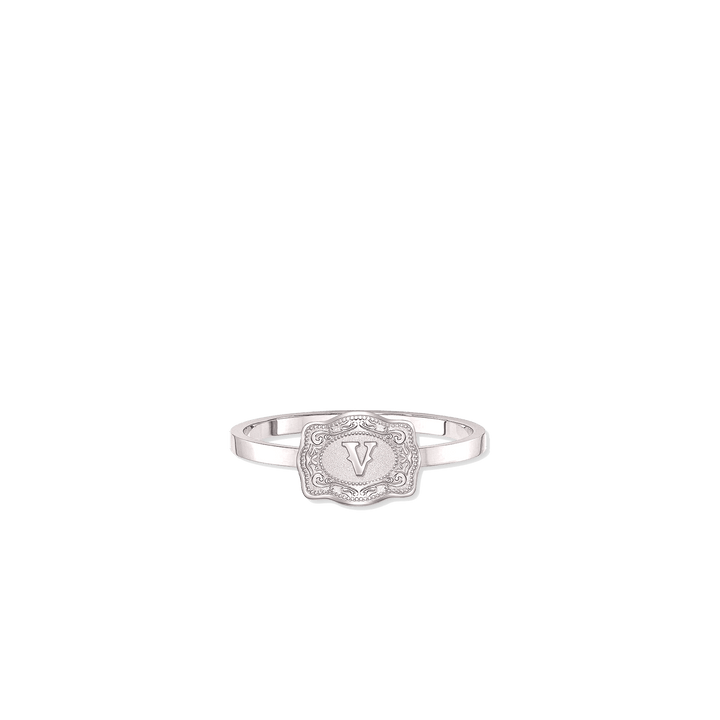 NEW SpurWest Ultra Mini Belt Buckle Ring (Initial) - Silver - Double C Western SupplySpurWest