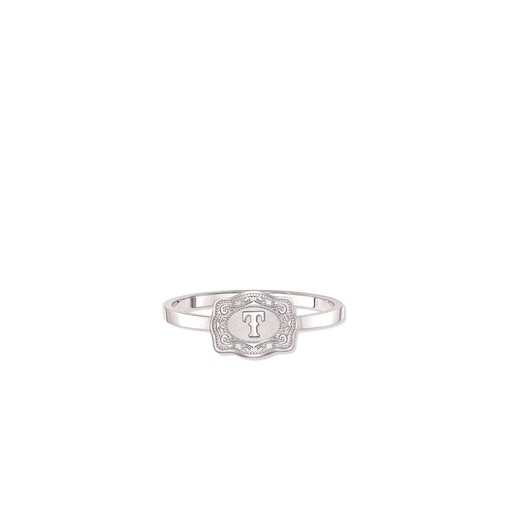 NEW SpurWest Ultra Mini Belt Buckle Ring (Initial) - Silver - Double C Western SupplySpurWest