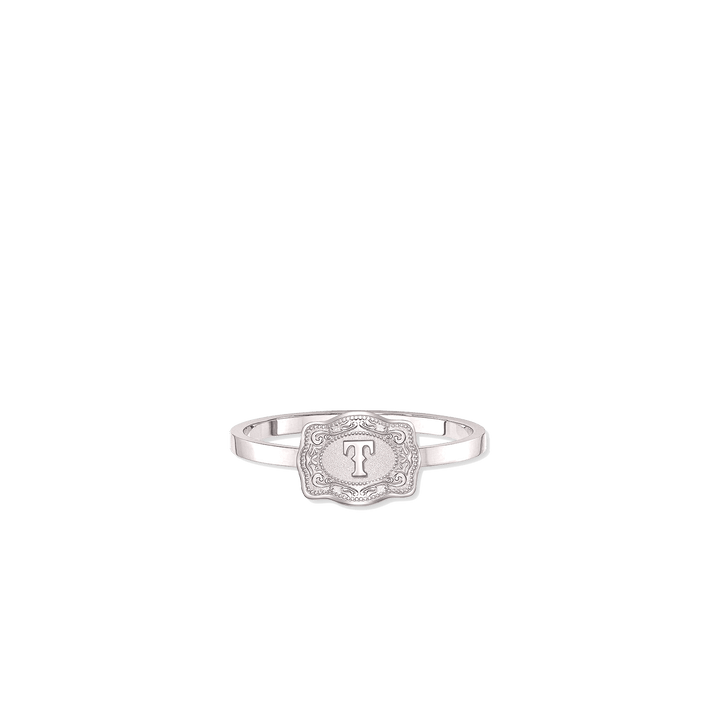 NEW SpurWest Ultra Mini Belt Buckle Ring (Initial) - Silver - Double C Western SupplySpurWest
