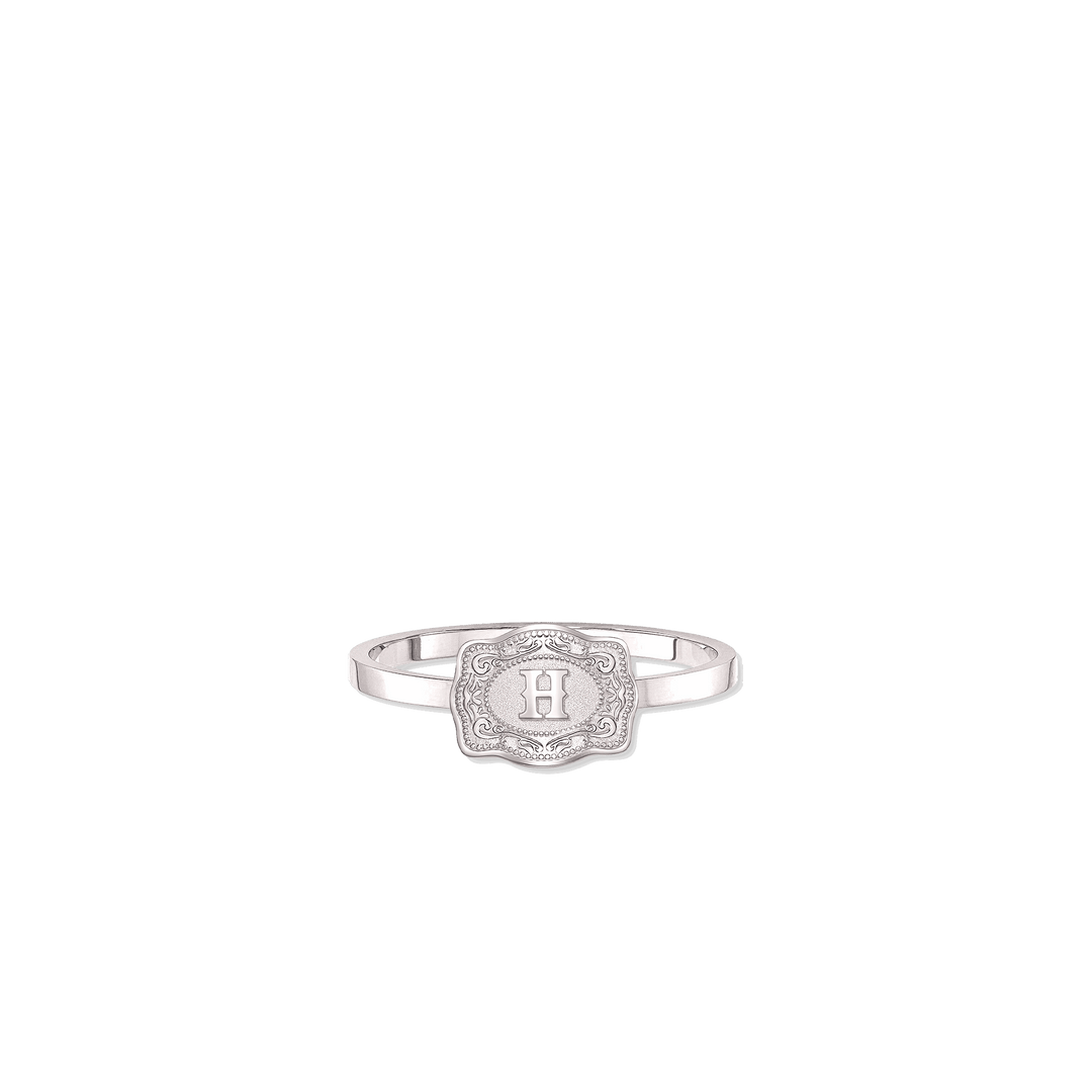 NEW SpurWest Ultra Mini Belt Buckle Ring (Initial) - Silver - Double C Western SupplySpurWest