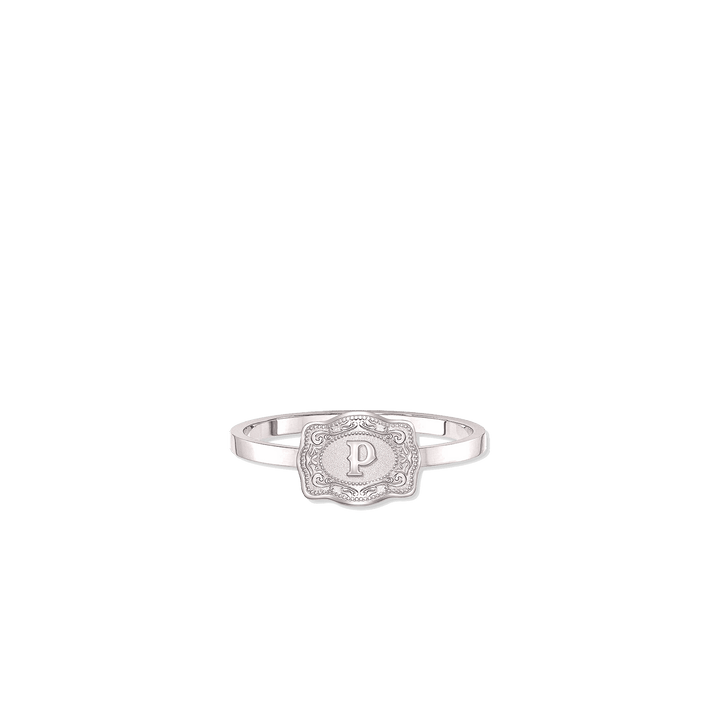 NEW SpurWest Ultra Mini Belt Buckle Ring (Initial) - Silver - Double C Western SupplySpurWest