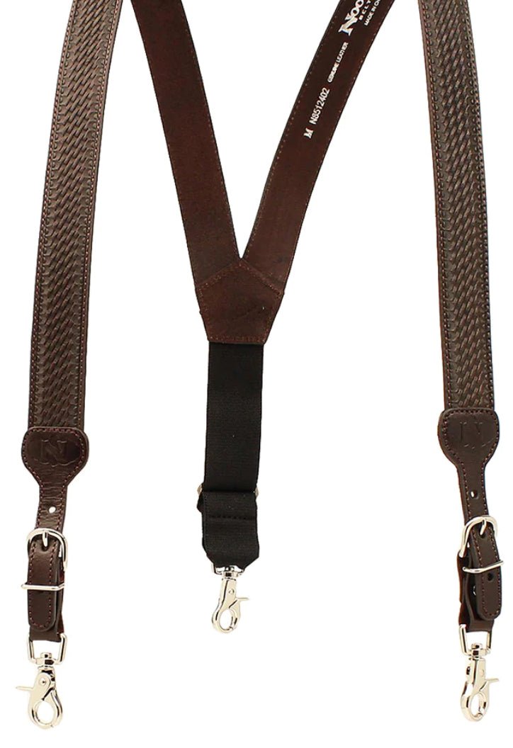 Nocona Belt Mens Basic Basket Leather Suspender Brown/Black - Double C Western SupplyM & F