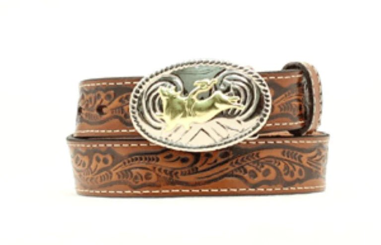 Nocona Boy's Western Bull Rider Leather Belt & Buckle N4410402 - Double C Western SupplyM & F