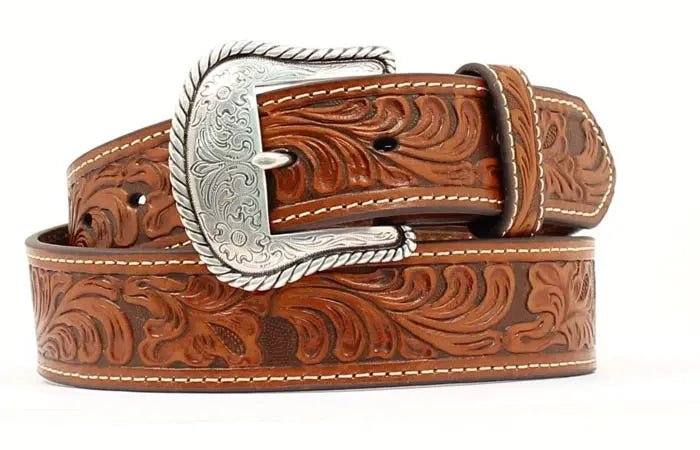 Nocona Men's Floral Embossed Belt, Tan - N2446008 - Double C Western SupplyM & F