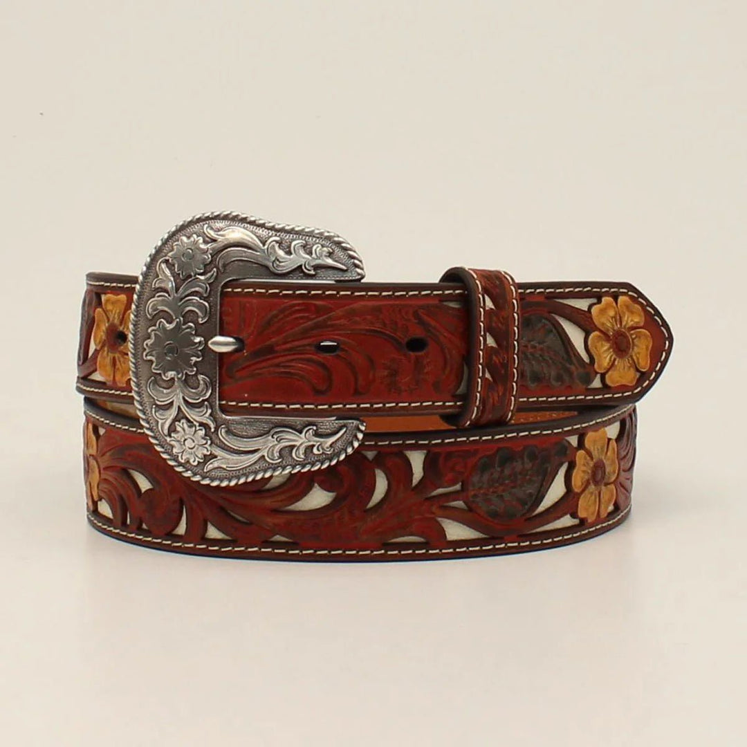 Nocona Women's Floral Overlay Leather Belt - Double C Western SupplyM & F