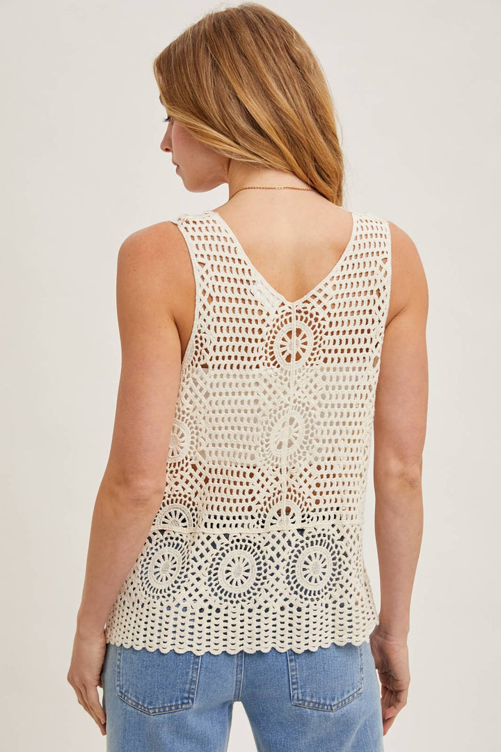 OPEN-KNIT CROCHET SLEEVELESS TOP - Double C Western SupplyBluivy