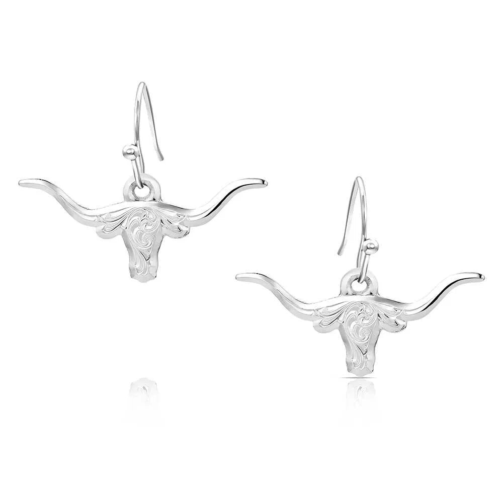 Out West Longhorn Earrings ER6139 - Double C Western SupplyMontana Silversmiths