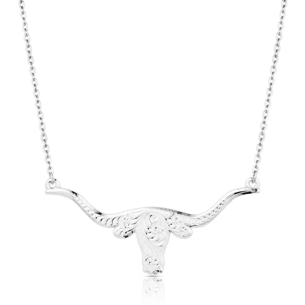 Out West Longhorn Necklace NC6139 - Double C Western SupplyMontana Silversmiths