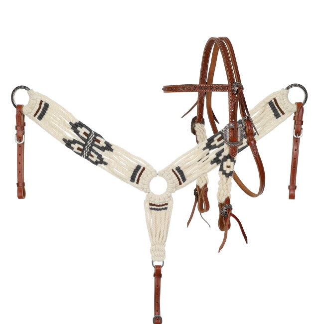 Showman Pinto Corded Mohair Browband Headstall and Breast Collar set Tack Showman