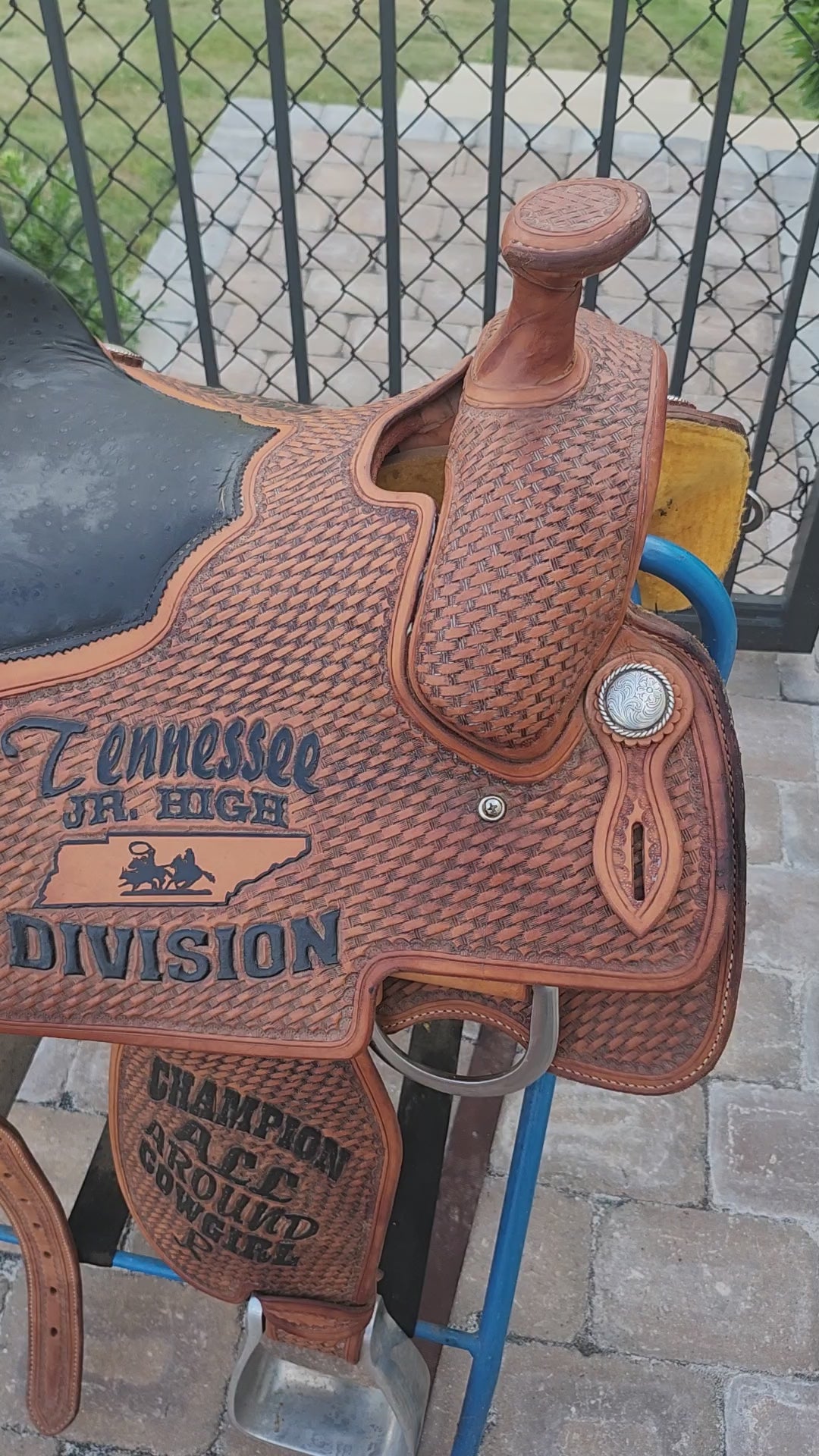 15" 2014 Running P Roping Trophy Saddle – Ostrich Seat