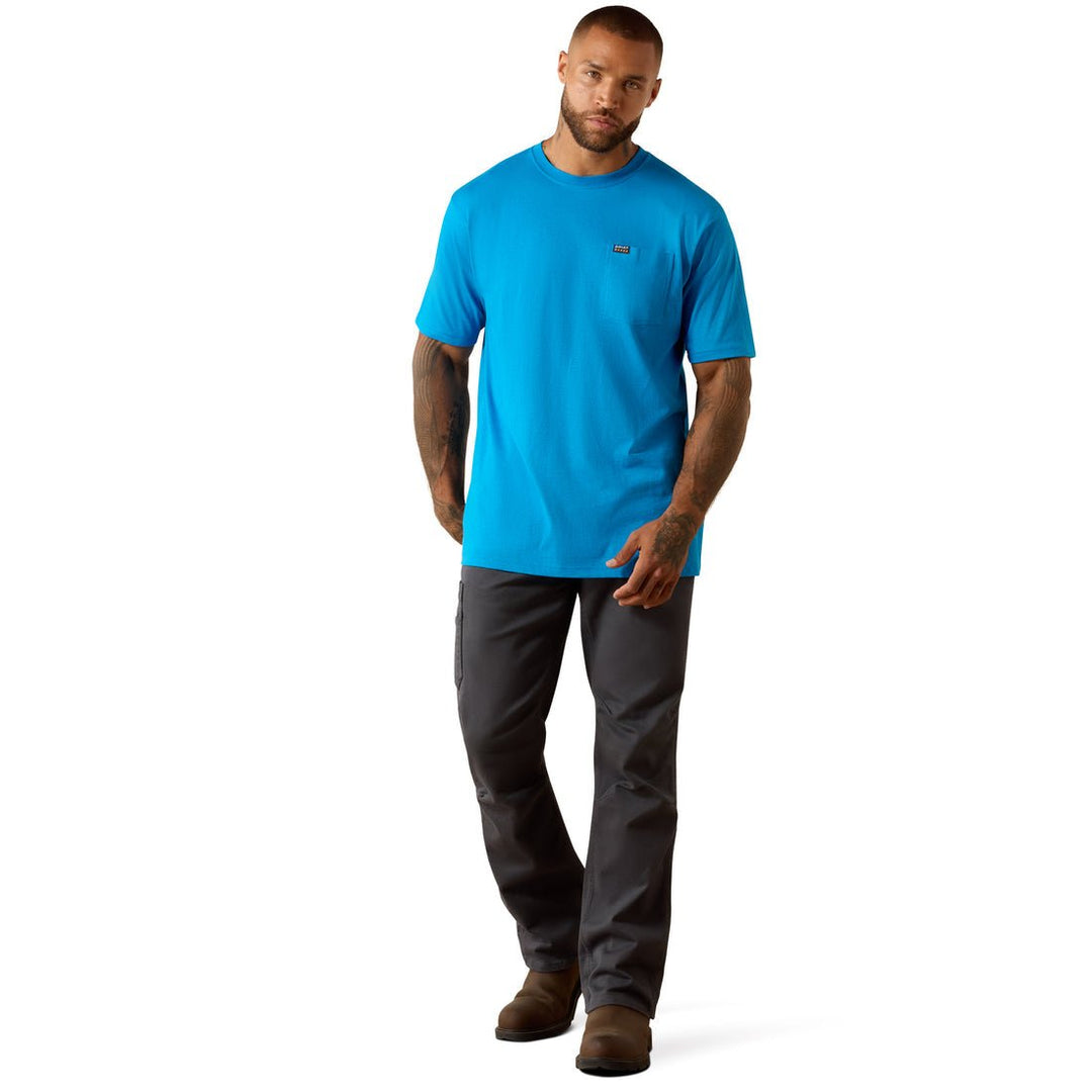 Rebar Cotton Strong Standard Pocket T-Shirt Methyl Blue Heather 10071293 - Double C Western SupplyAriat