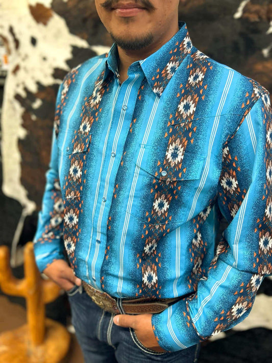 Checotah® Western Long Sleeve Shirt - Classic Fit - Multi Shirt Wrangler