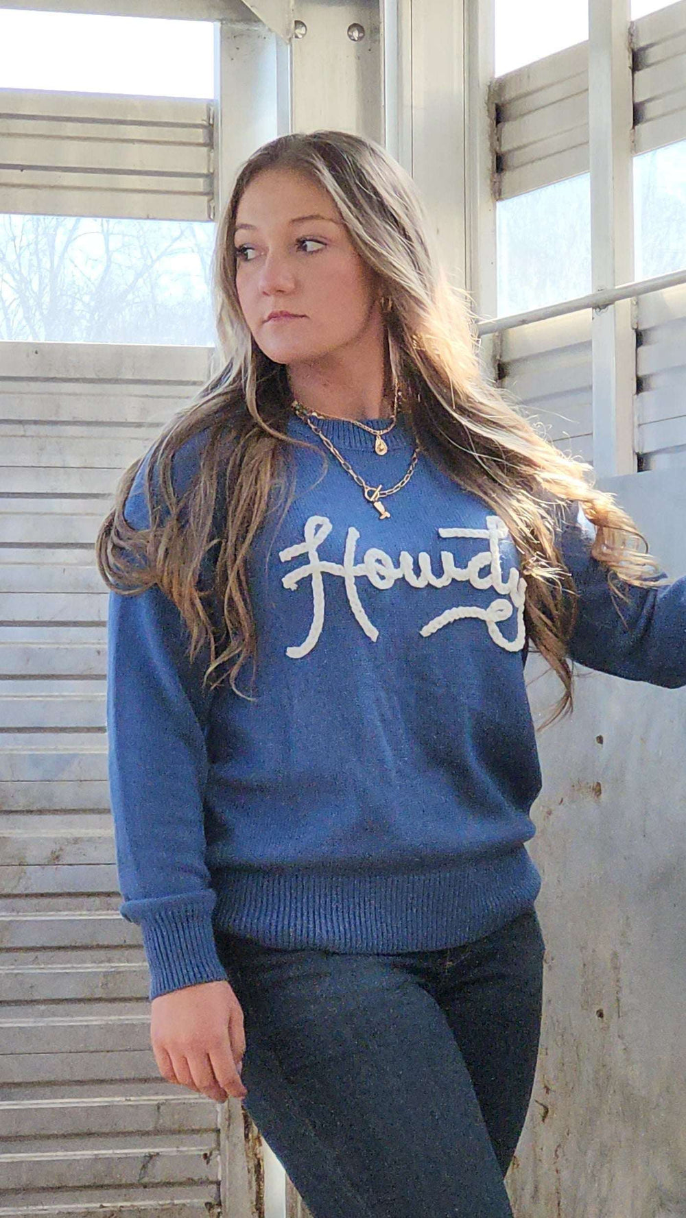 Fashion-W Howdy Embroidered Graphic Western Sweater Sweater Women's fashionworks