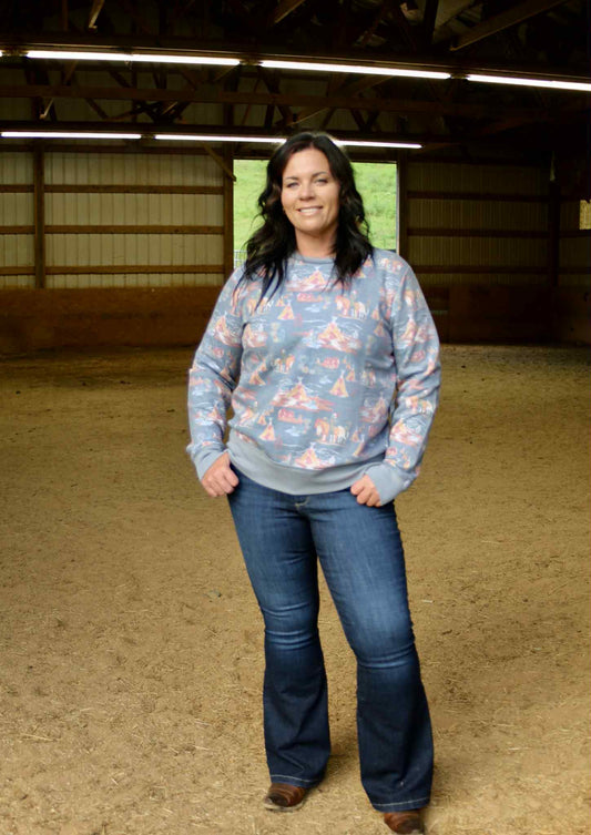 Hooey Women's Stallion Crew Sweatshirt - HH1327BL Sweatshirt Hooey