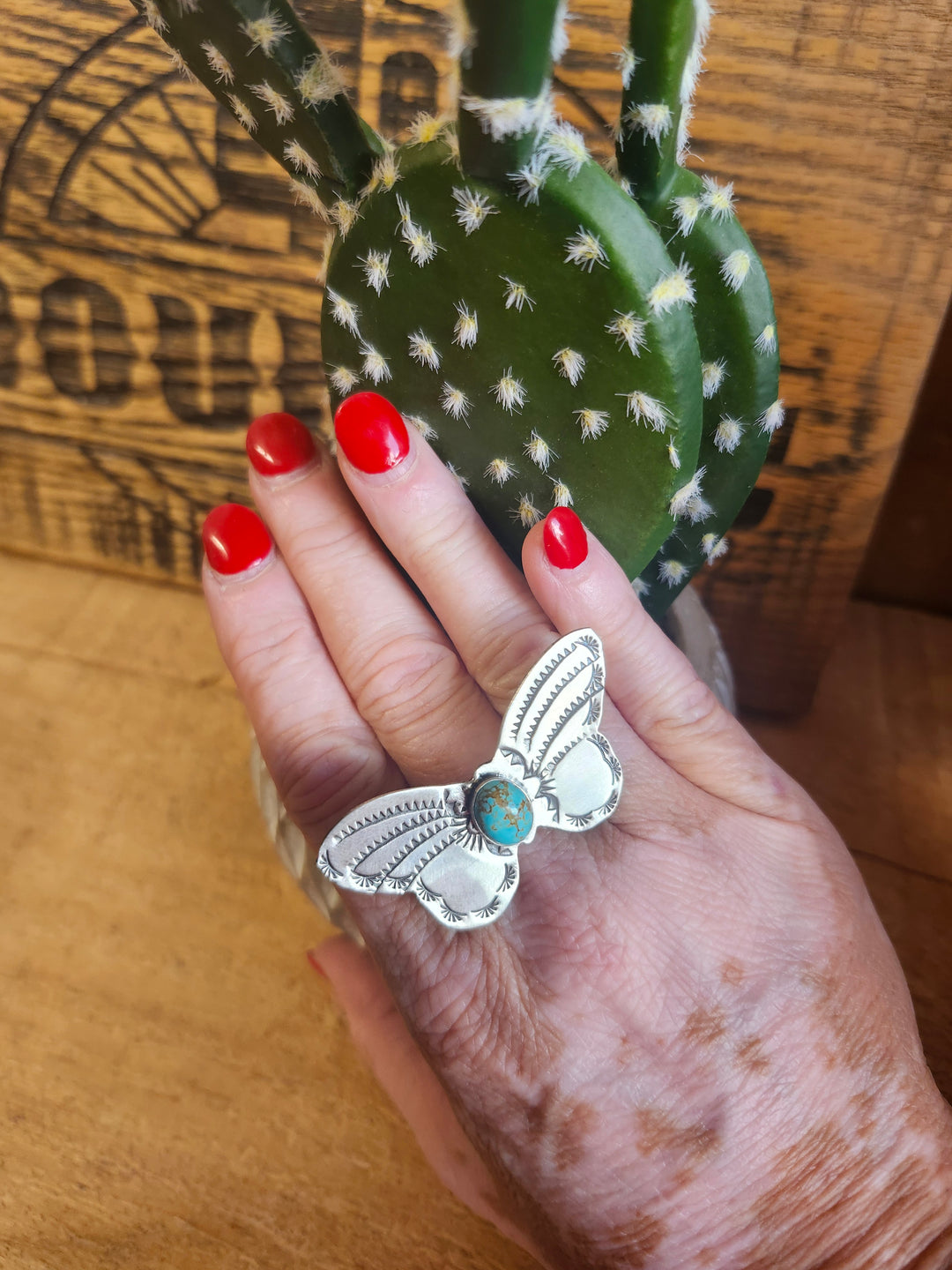 Genuine Turquoise Butterfly Ring