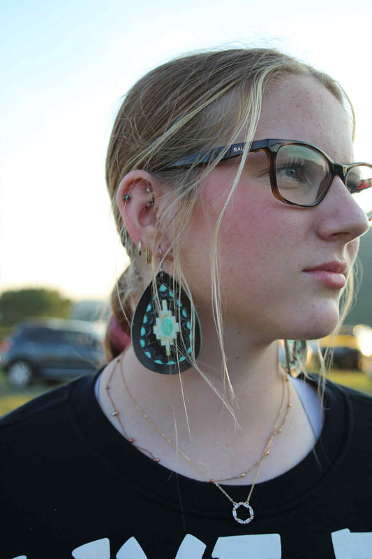 Big Size Leather Teardrop Earring Earrings Women's Sammi Trading