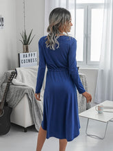 Load image into Gallery viewer, Round Neck Solid Long Sleeve Dress/Royal Blue
