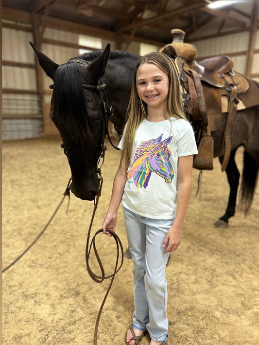 Girls Short Sleeve Graphic T-Shirt - Teal Shirt Wrangler