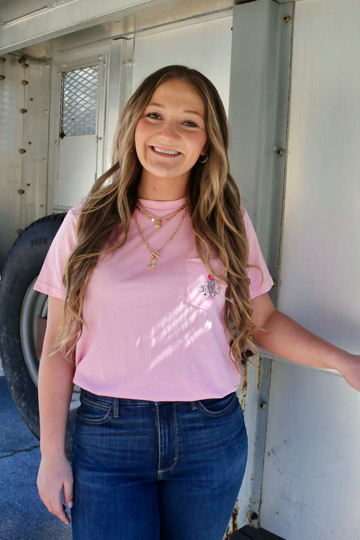 Wrangler® Short Sleeve Pocket T-Shirt - Regular Fit - Romance Rose Heather 112372972 T Shirt Women's Wrangler Wrangler