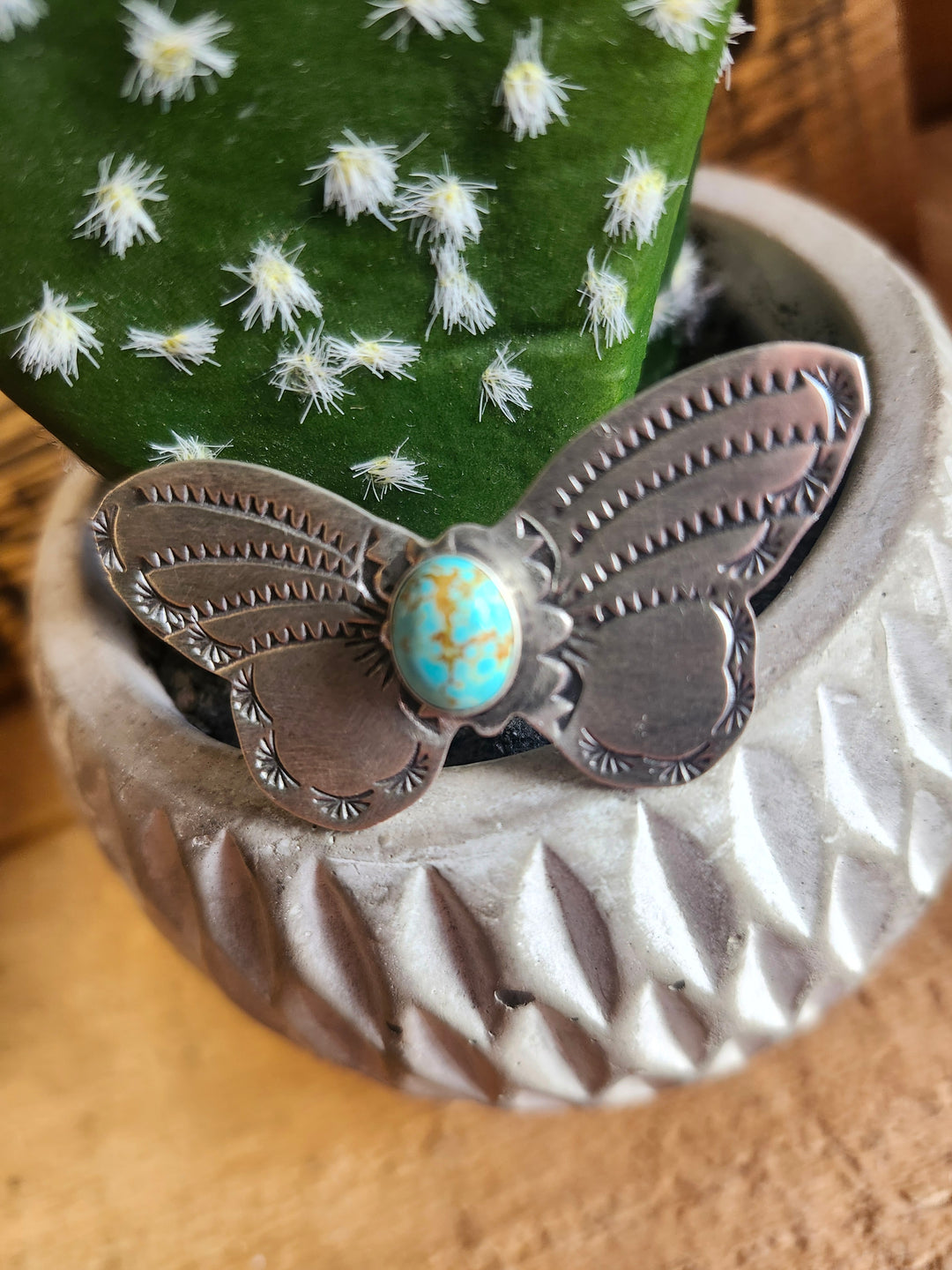 Genuine Turquoise Butterfly Ring