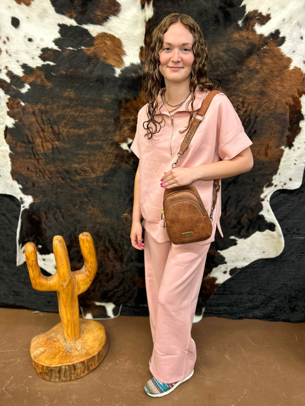 Short Sleeve Quarter Zip + Pants Set: BLUSH Outfit Set 60% off Women's Dear Scarlett