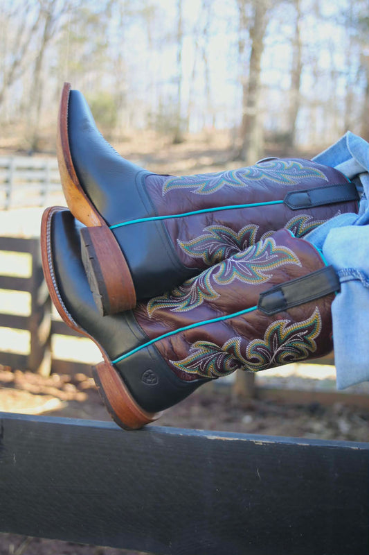 WMS County Lane Wide Square Toe Western Boot BASIC BLACK 10074376 Boots Ariat