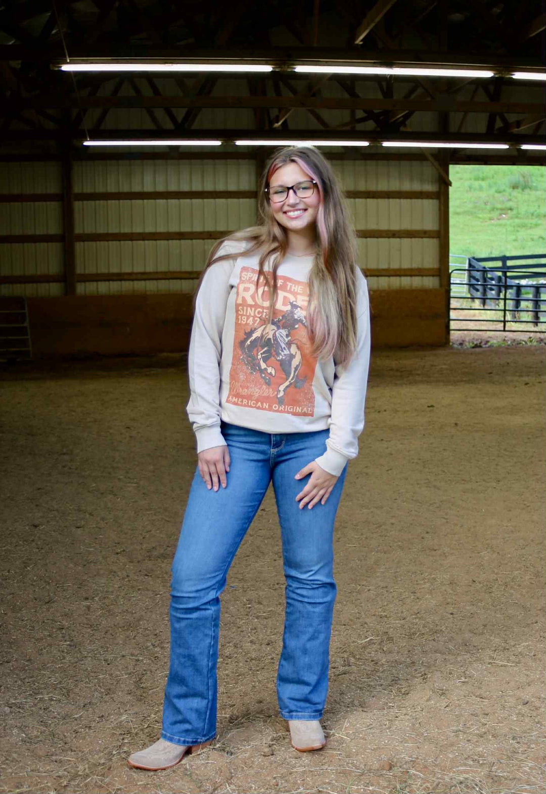 Wrangler® Long Sleeve Crew Sweatshirt - Regular Fit - Cement 112365763 Sweatshirt Wrangler