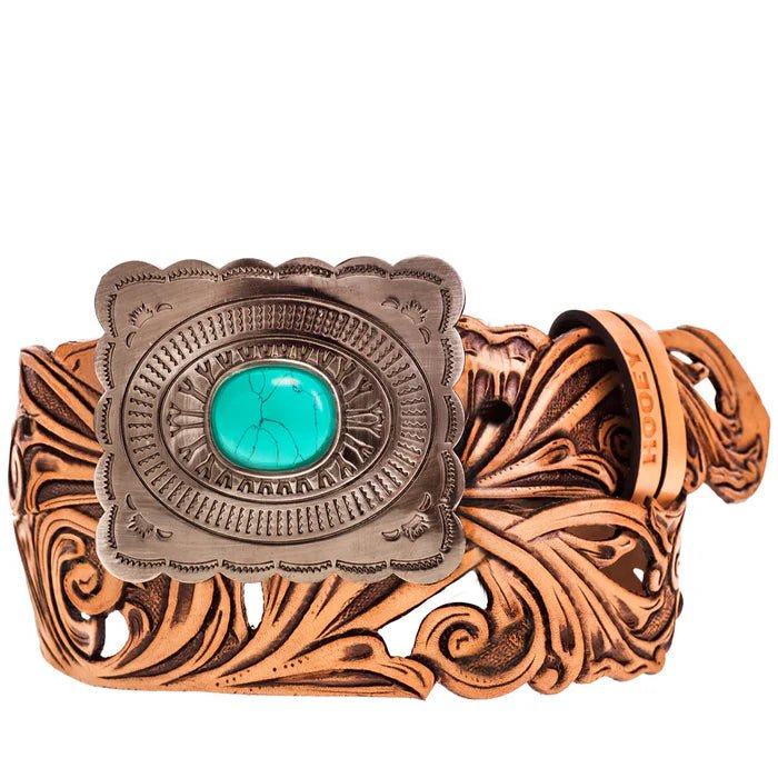 Rouge 1.5 Hooey Tan Hand-Tooled Filigree Leather Belt - Double C Western SupplyHooey