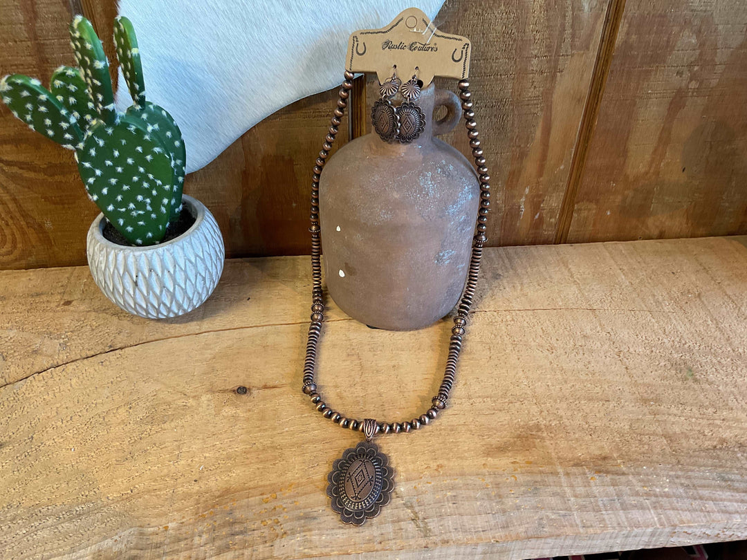 Rustic Couture Bohemian Jewelry Set Pendant Necklace - Double C Western SupplyMontana West