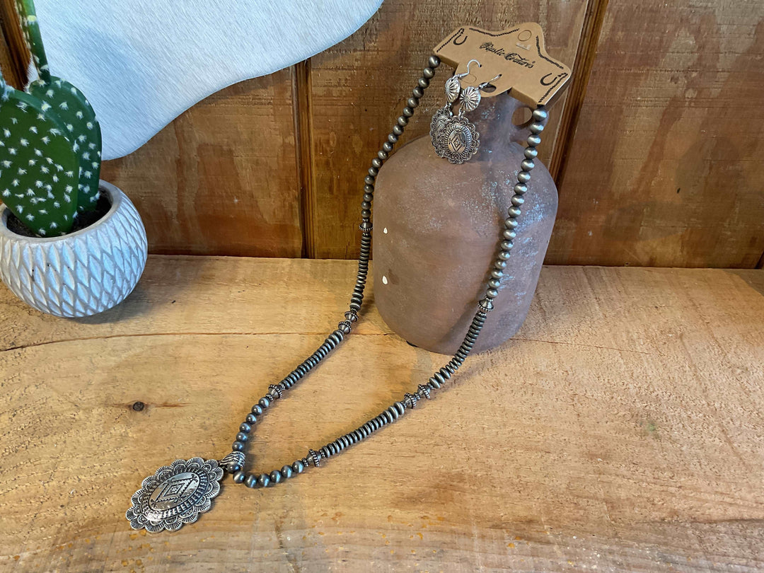 Rustic Couture Bohemian Jewelry Set Pendant Necklace - Double C Western SupplyMontana West