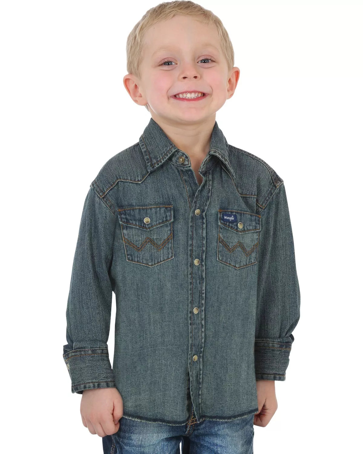 Wrangler Boys' Long Sleeve Snap Western Denim Shirt - 10BS1039W Shirt Wrangler