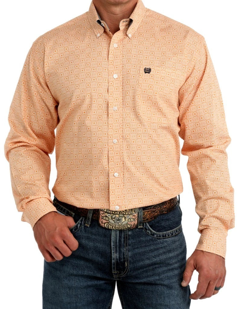 Cinch Men's Long Sleeve Button Medallion Gold Western Shirt MTW1106132
