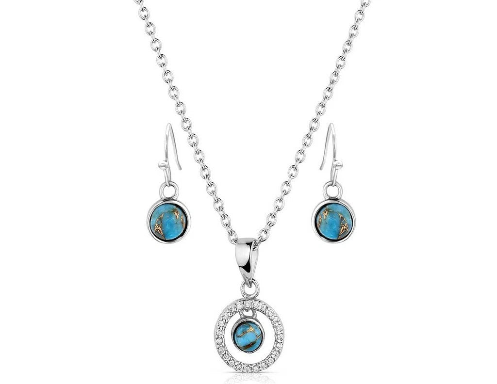 Montana Silversmiths Jewelry Set Womens Clear Creek Turq 19" JS5959 Jewelry Set Montana Silversmiths