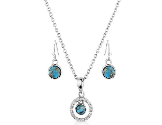 Montana Silversmiths Jewelry Set Womens Clear Creek Turq 19"