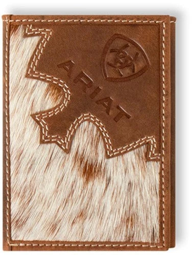 Ariat Men's Leather and Calf Hair Wallet Brown A3562402 Wallets Ariat brown calf hair wallet western accessories Ariat