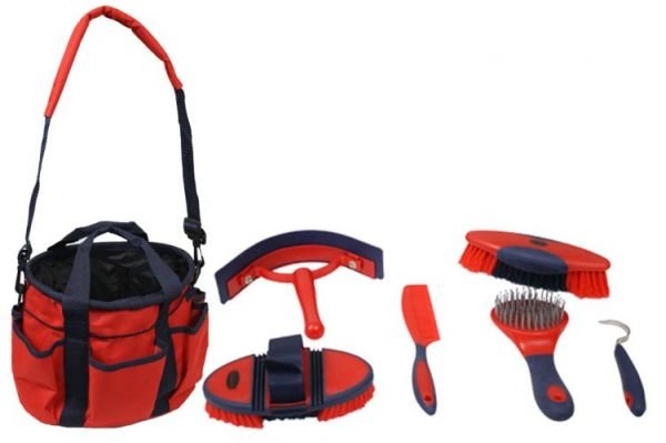 Showman 6 piece soft grip grooming kit with nylon carrying bag - Double C Western SupplyShiloh