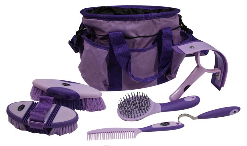 Showman 6 piece soft grip grooming kit with nylon carrying bag - Double C Western SupplyShiloh