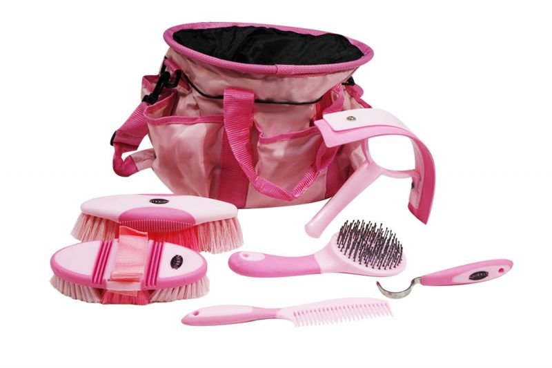 Showman 6 piece soft grip grooming kit with nylon carrying bag - Double C Western SupplyShiloh