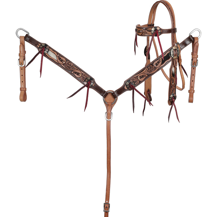 Showman Cowhide Canopy Browband Headstall and Breastcollar Set 8285 - Double C Western SupplyShiloh